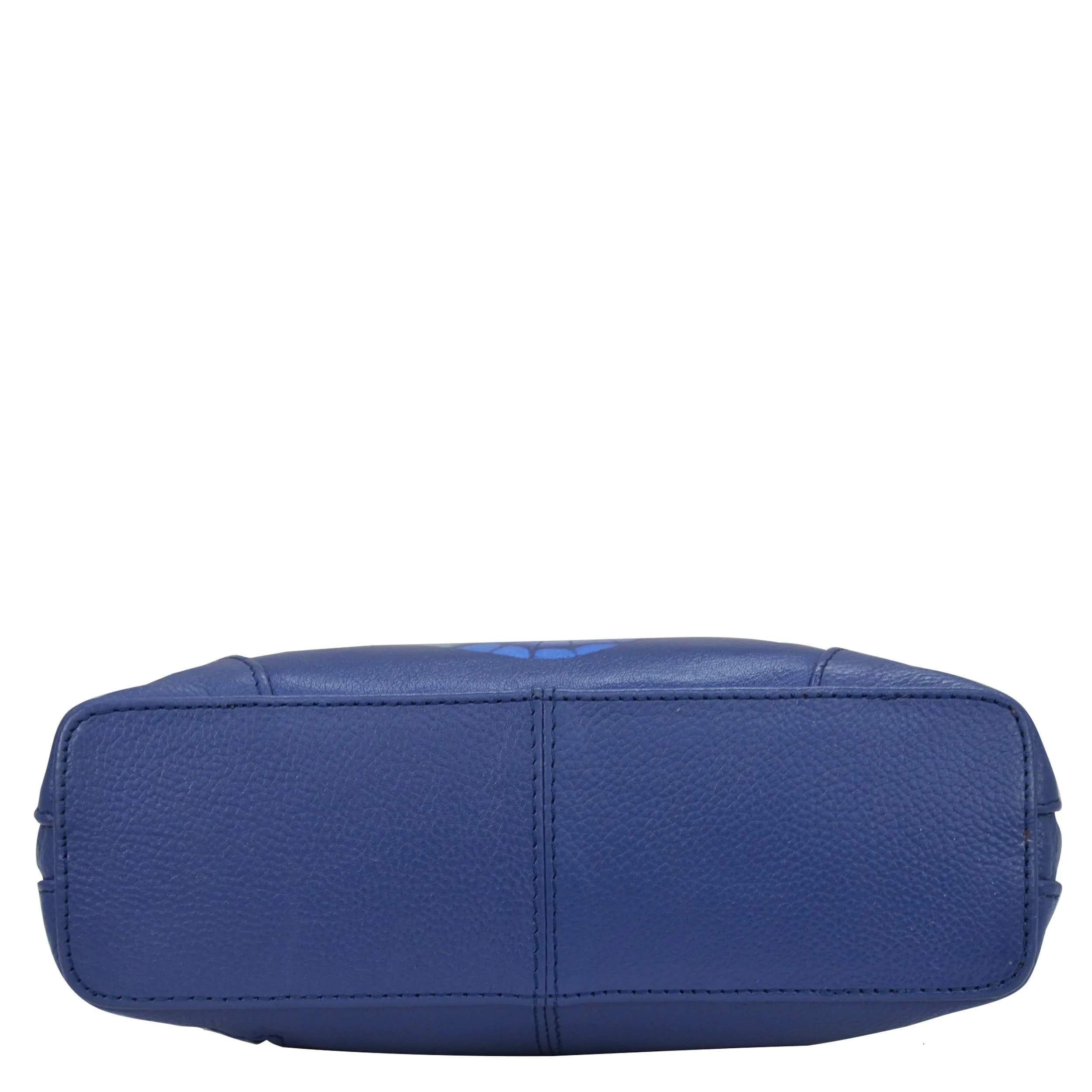 Anna by Anuschka Hand Painted Genuine Leather Small Organizer 18.5cm (7.25") | Butterfly Blue Crossbody Bag - view 5