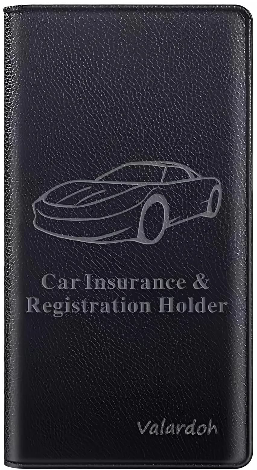 Valardoh Premium PU Leather Car Document Holder with Magnetic Closure & 6 Pockets | 24cm x 13cm (9.5" x 5.1") Black