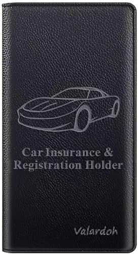Valardoh Premium PU Leather Car Document Holder with Magnetic Closure & 6 Pockets | 24cm x 13cm (9.5" x 5.1") Black thumbnail 1