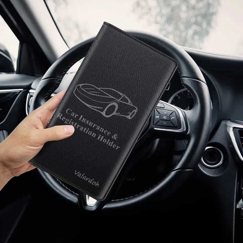 Valardoh Premium PU Leather Car Document Holder with Magnetic Closure & 6 Pockets | 24cm x 13cm (9.5" x 5.1") Black thumbnail 10