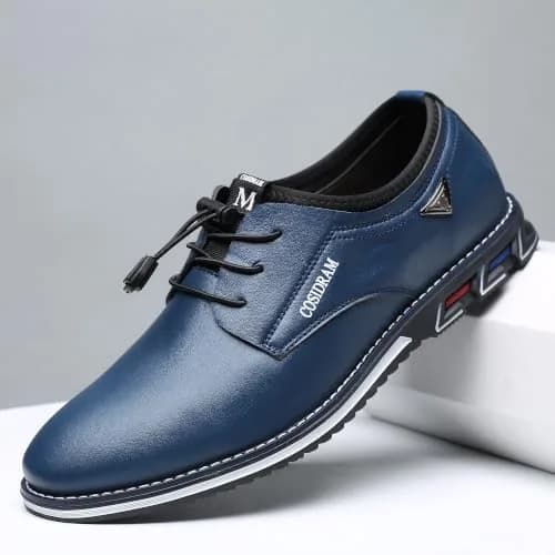 COSIDRAM Mens Business Dress Shoes Casual Comfort Walking Shoes Blue 7 | Slip-On, Microfiber, Flat Sole thumbnail 5