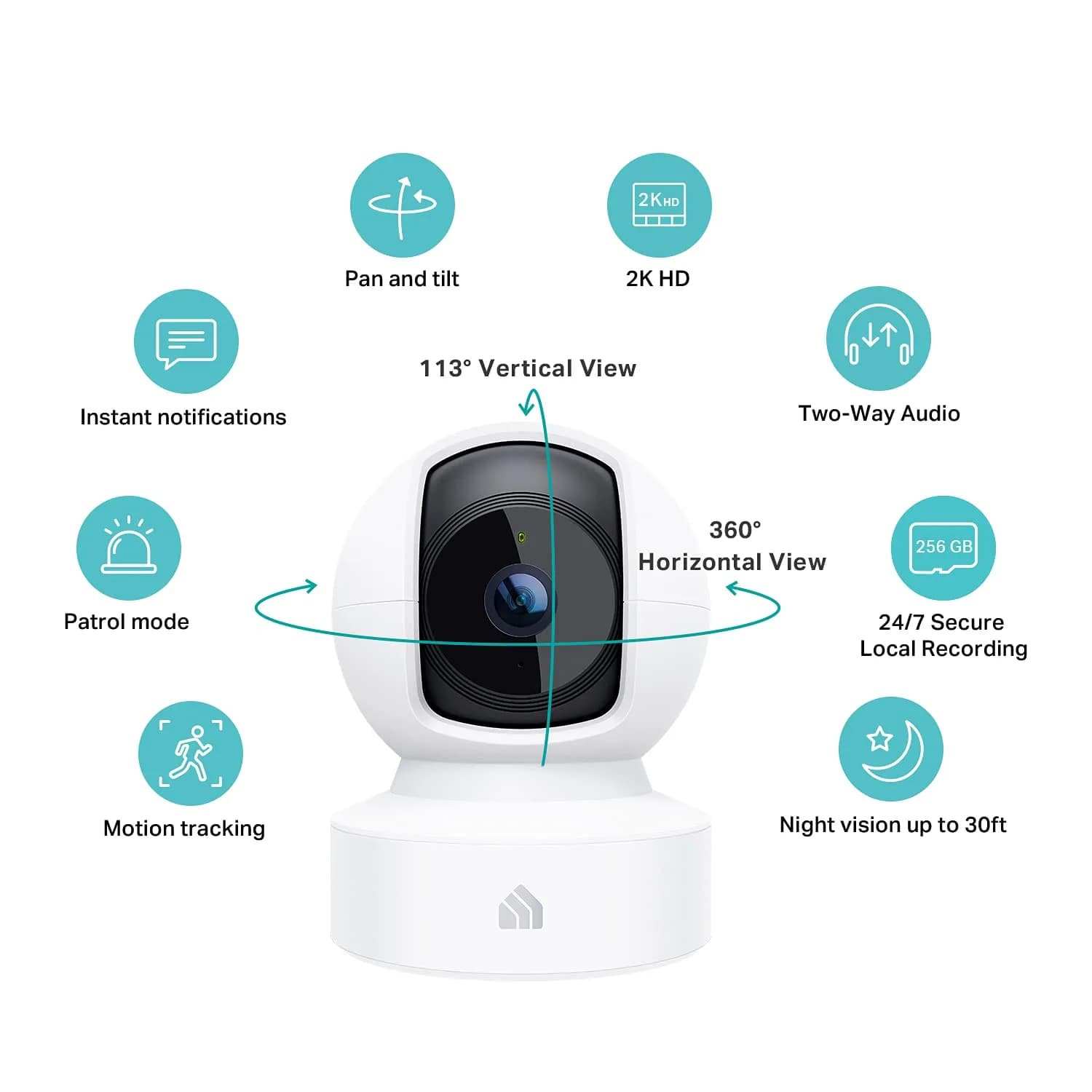 Kasa Smart KC410S 2K+ Indoor Pan/Tilt Wired Security Camera | 2K HD, Night Vision, 256GB Local Storage - view 2