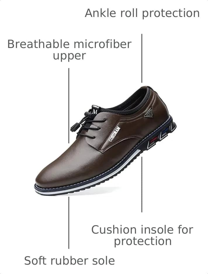 COSIDRAM Mens Business Dress Shoes Casual Comfort Walking Shoes Brown 8.5 | All-Day Office & Casual Wear thumbnail 3