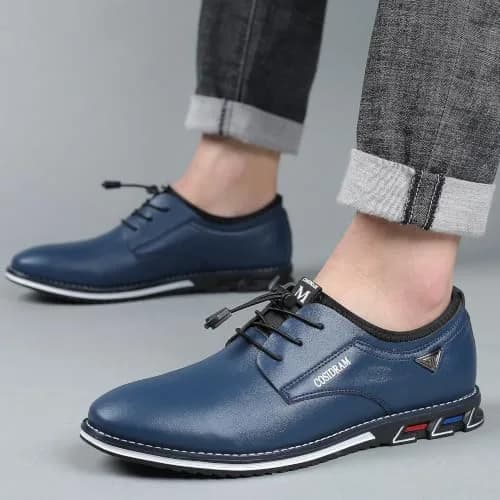COSIDRAM Mens Business Dress Shoes Casual Comfort Walking Shoes Blue 11 | Slip-On, Microfiber, Flat Sole thumbnail 9