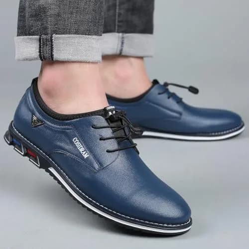 COSIDRAM Mens Business Dress Shoes Casual Comfort Walking Shoes Blue 11 | Slip-On, Microfiber, Flat Sole thumbnail 2