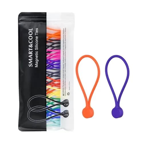Smart&Cool Reusable Silicone Magnetic Cable Ties, Multicolored, 30-Pack | Organize & Secure Cables with Magnetic Closure thumbnail 1