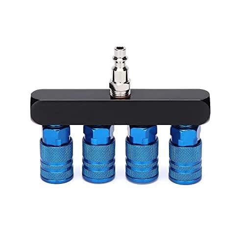 AIRTOON 4-Way Air Manifold Splitter with 4 Couplers & 1/4" MNPT Plug | 1/4 Inch NPT Air Fittings - main product image