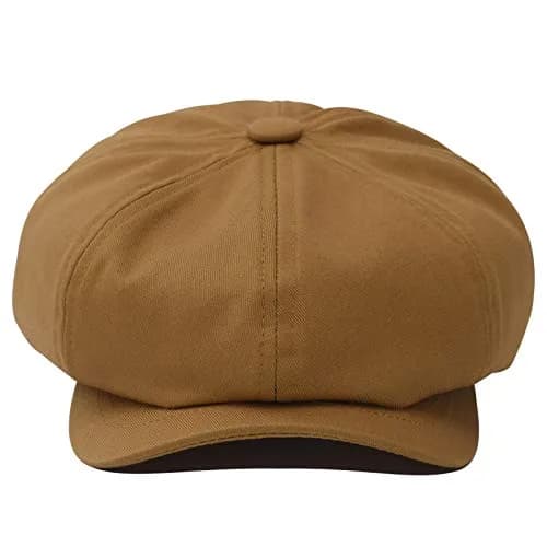 BOTVELA Men's 100% Cotton Newsboy Cap - Brown, 7 3/8 (23.2 inches) thumbnail 3