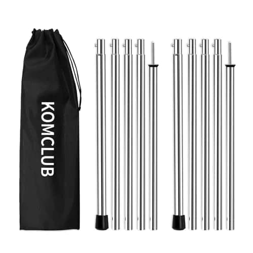 KOMCLUB Telescoping Tent Poles Set of 2 (198 cm / 78 in) | Adjustable Stainless Steel Poles for Tarps, Tents, and Shelters thumbnail 1
