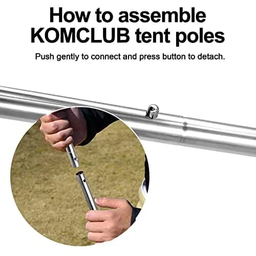 KOMCLUB Telescoping Tent Poles Set of 2 (198 cm / 78 in) | Adjustable Stainless Steel Poles for Tarps, Tents, and Shelters thumbnail 4