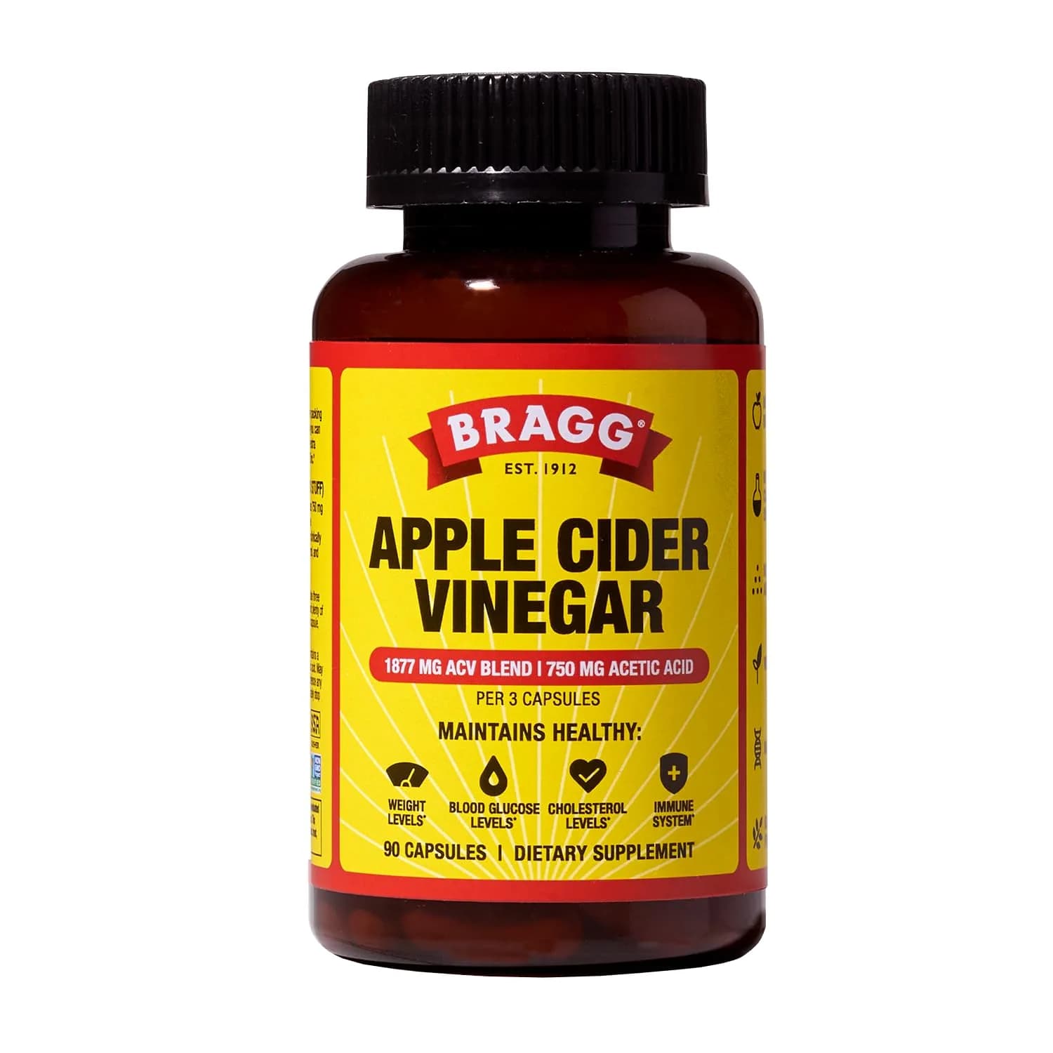 BRAGG Apple Cider Vinegar Capsules with Vitamin D and Zinc | 90 Capsules for Immunity & Wellness