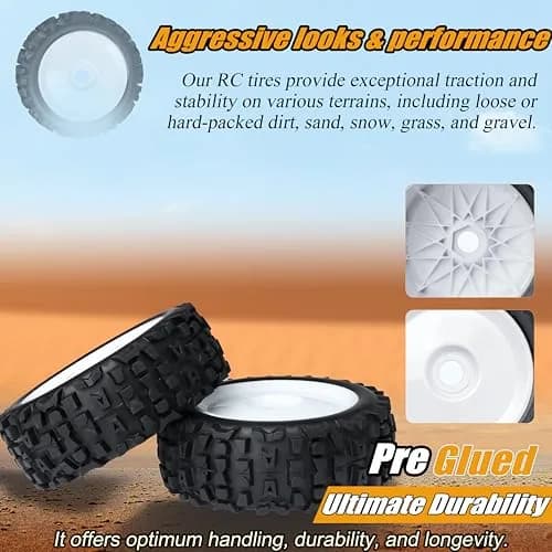 RC Station 17mm Hex RC Wheels and Tires 120mm (4.75") x 43.2mm (1.7") | 4-Piece Preglued Set for 1/8 Scale Buggy Truggy thumbnail 4