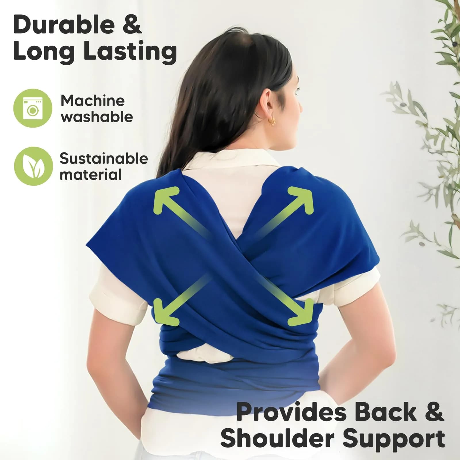 KeaBabies Original Baby Wrap Carrier Cobalt Blue | Ergonomic, IHDI Certified, Breathable Fabric for Newborns to Toddlers - view 5