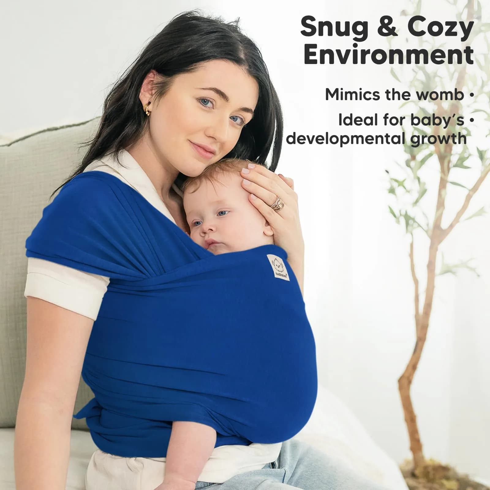 KeaBabies Original Baby Wrap Carrier Cobalt Blue | Ergonomic, IHDI Certified, Breathable Fabric for Newborns to Toddlers - view 6
