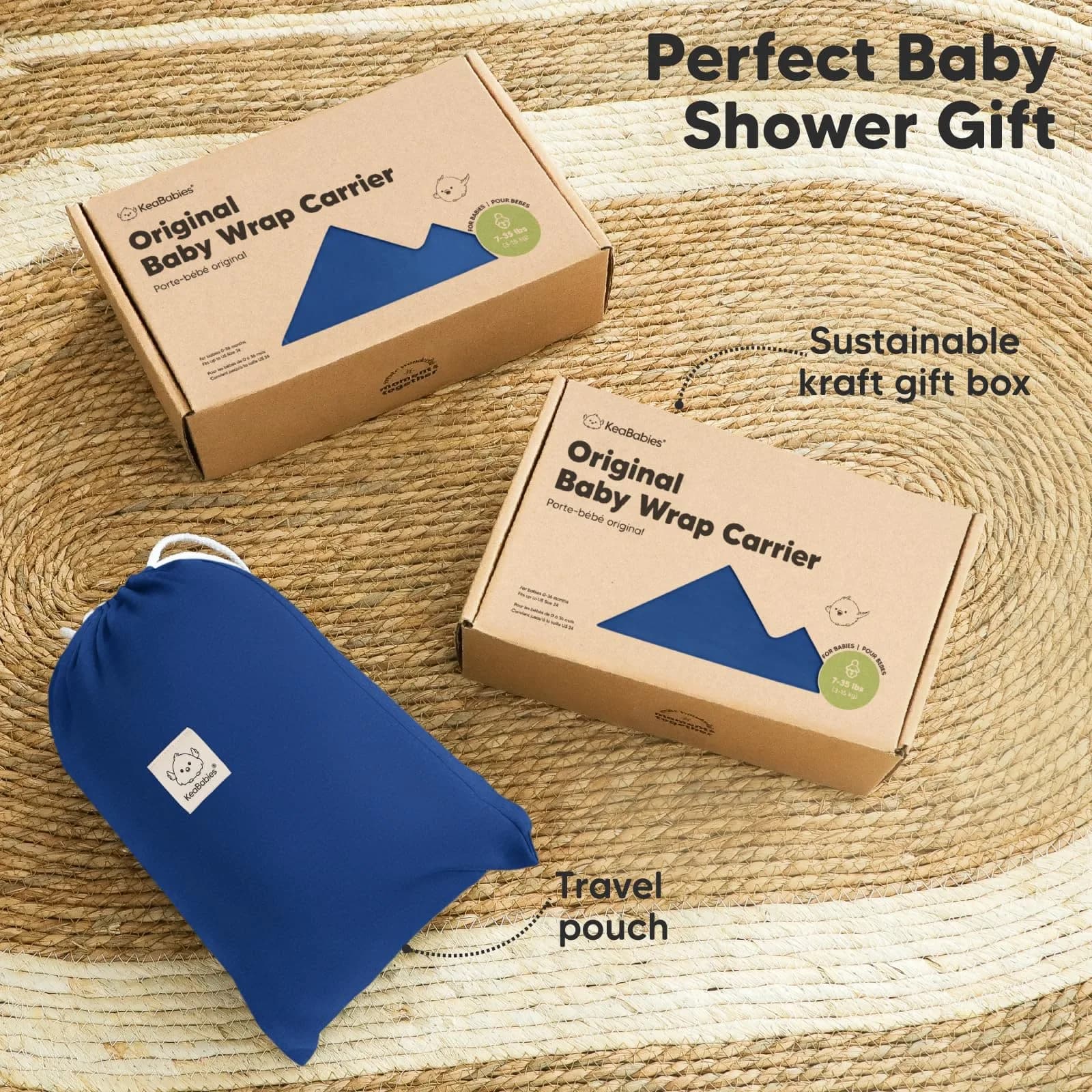 KeaBabies Original Baby Wrap Carrier Cobalt Blue | Ergonomic, IHDI Certified, Breathable Fabric for Newborns to Toddlers - view 9
