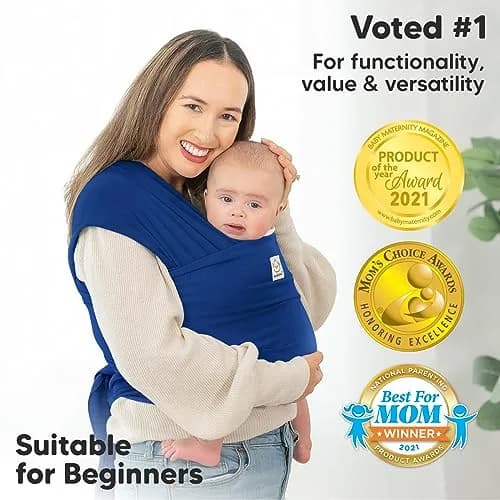 KeaBabies Original Baby Wrap Carrier Cobalt Blue | Ergonomic, IHDI Certified, Breathable Fabric for Newborns to Toddlers thumbnail 3