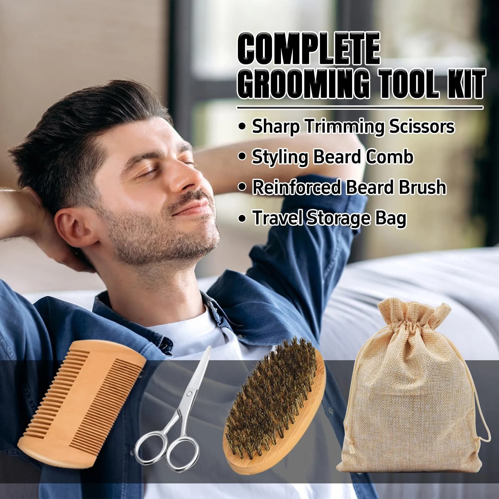 XIKEZAN Beard Straightener Grooming Kit for Men, Black 10.47" x 2" | 3 Heat Settings & Dual Voltage - view 6