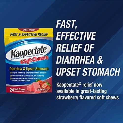 Kaopectate Diarrhea Medication for Adults, 24 ct, Strawberry Soft Chews | Fast-Acting Stomach Relief thumbnail 2