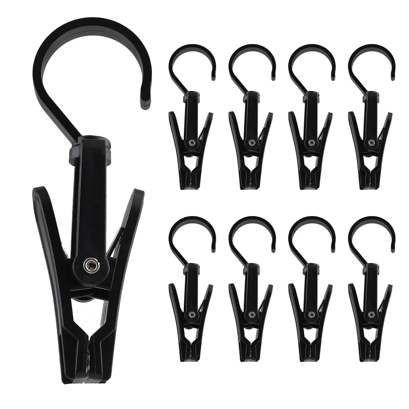 Jiozermi 20 PCS Laundry Hooks Clip | Plastic, Black, 4.13" x 1.38" | 360° Rotating, Grip Teeth