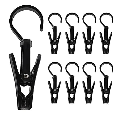Jiozermi 20 PCS Laundry Hooks Clip | Plastic, Black, 4.13" x 1.38" | 360° Rotating, Grip Teeth thumbnail 1