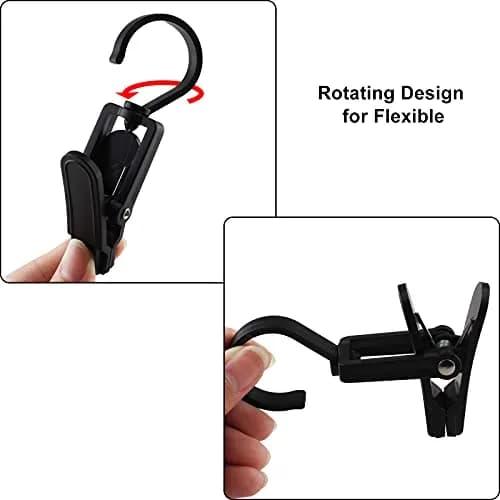 Jiozermi 20 PCS Laundry Hooks Clip | Plastic, Black, 4.13" x 1.38" | 360° Rotating, Grip Teeth thumbnail 4