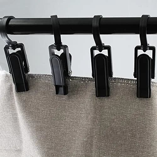 Jiozermi 20 PCS Laundry Hooks Clip | Plastic, Black, 4.13" x 1.38" | 360° Rotating, Grip Teeth thumbnail 6