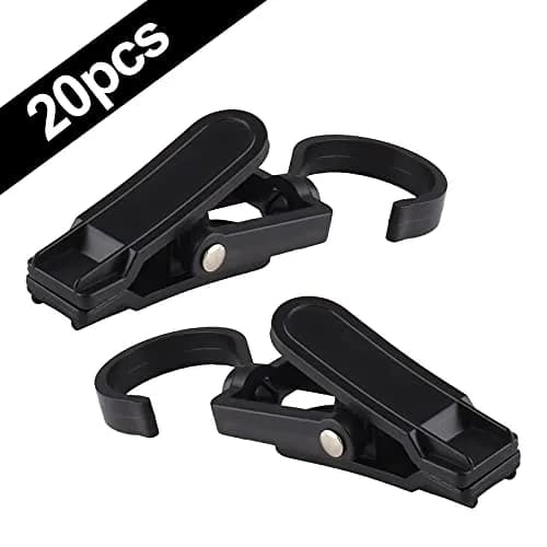 Jiozermi 20 PCS Laundry Hooks Clip | Plastic, Black, 4.13" x 1.38" | 360° Rotating, Grip Teeth thumbnail 2