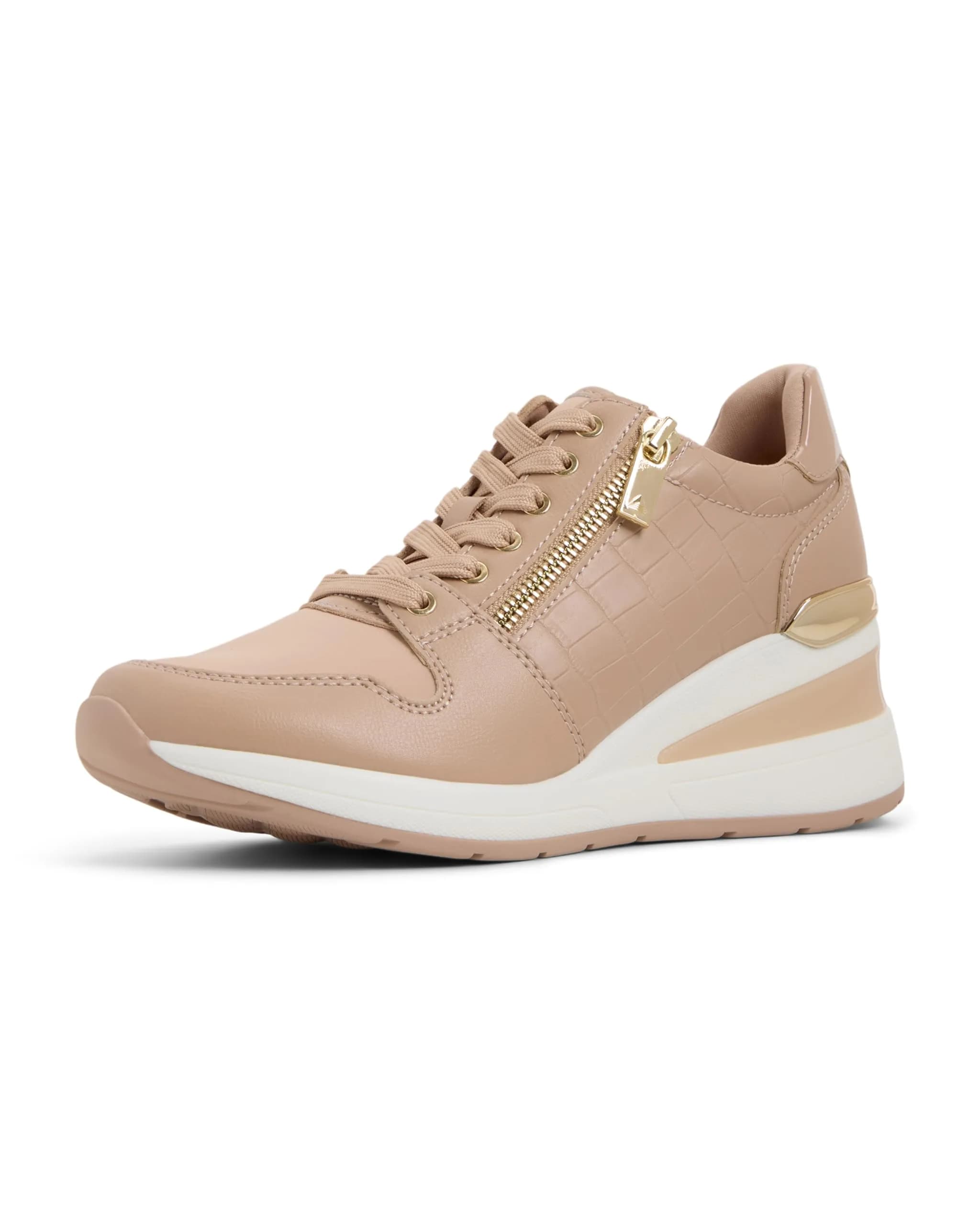 ALDO Women's Adwiwia Fashion Sneaker with Wedge Heel, Bone, 2.75-inch Heel | Comfortable Lace-Up Style — Bone