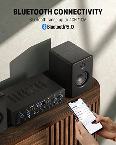 Donner Bluetooth 5.0 Stereo Amplifier Receiver, 4 Channel 440W Peak Power | Home Theater & Studio Use thumbnail 5