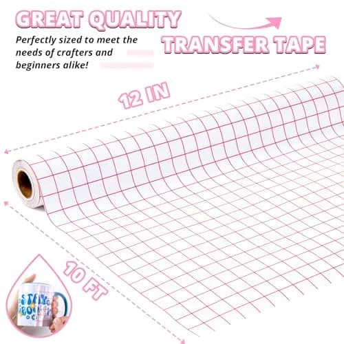 HTVRONT Transfer Tape for Vinyl 12" x 10 FT, Red Alignment Grid | No Residue, Precise Red Grid, Indoor & Outdoor Use thumbnail 7