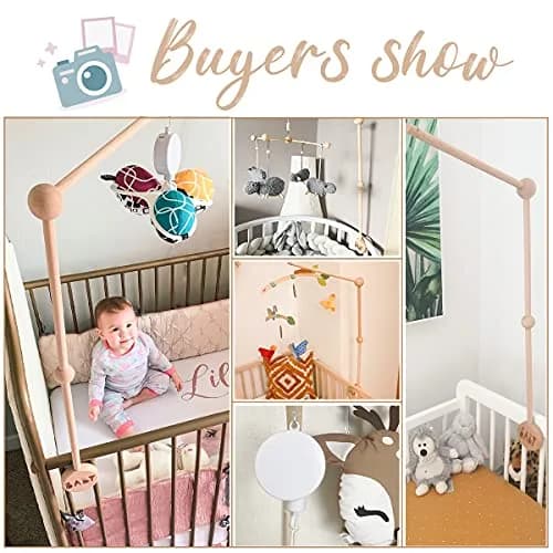 JETM·HH Wooden Baby Crib Mobile Arm Holder with Music Box | 28.35 inch Beech Hangers thumbnail 6