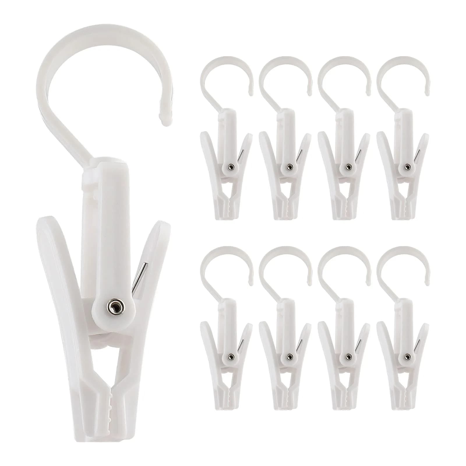 Jiozermi 10 PCS Laundry Hooks Clip | Plastic Clothes Pins, White, 4.13" — White / 20