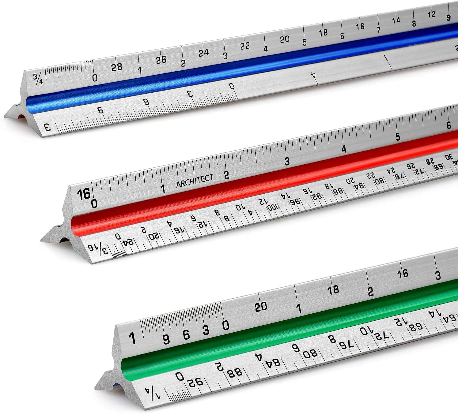 Hutou 12" Architectural Scale Ruler Aluminum Black | Precision Drafting Tool — Tricolor