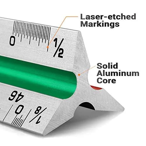 Hutou 12" Architectural Scale Ruler Triangular Ruler, Color-Coded, 30 cm (12 inch) | Precision Drafting Tool thumbnail 4