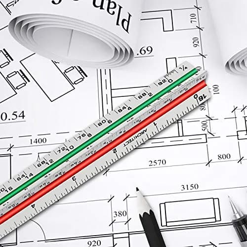 Hutou 12" Architectural Scale Ruler Triangular Ruler, Color-Coded, 30 cm (12 inch) | Precision Drafting Tool thumbnail 6