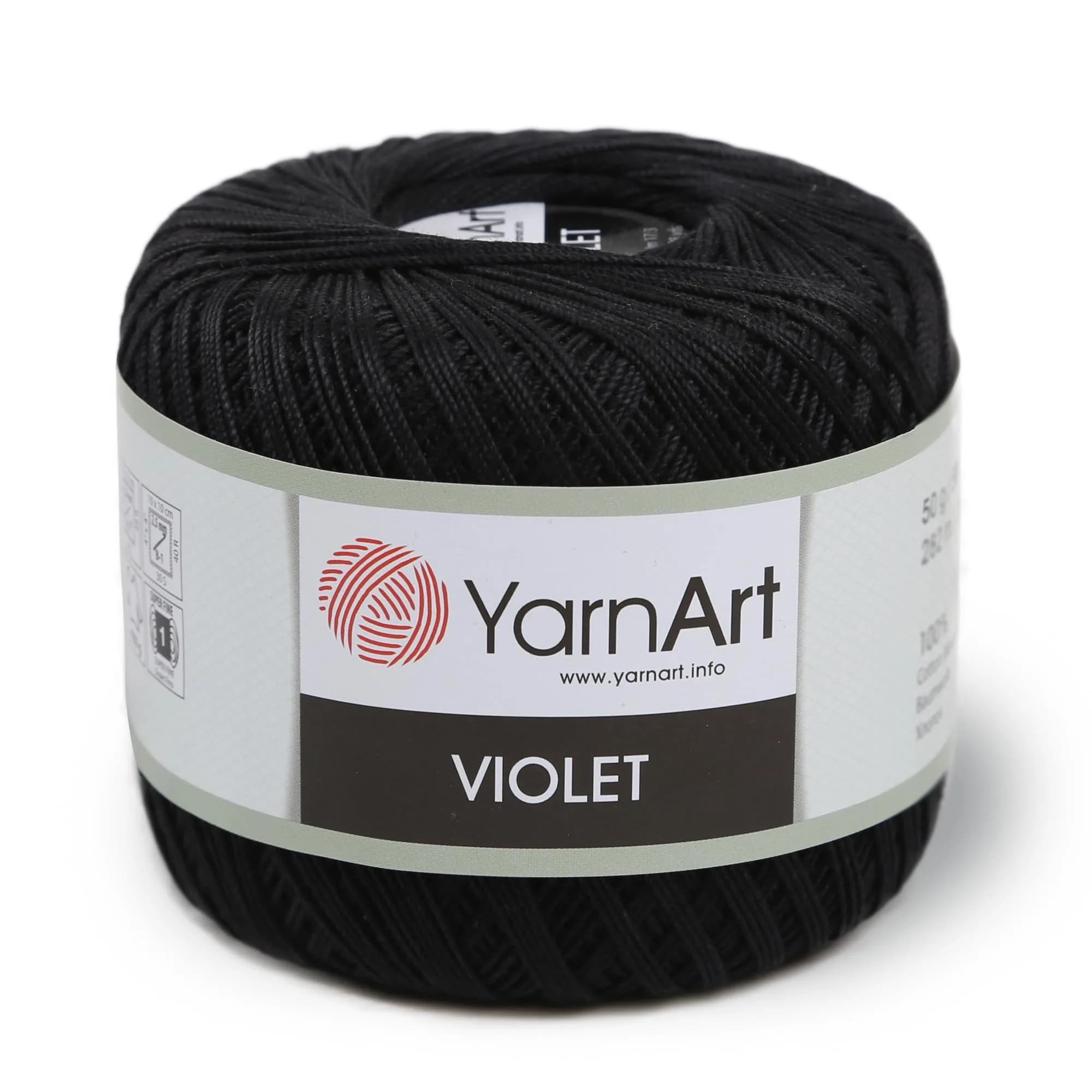 Yarn Art 1 Skein YarnArt Violet | 100% Mercerized Cotton for Summer Projects (Black 999) - main product image