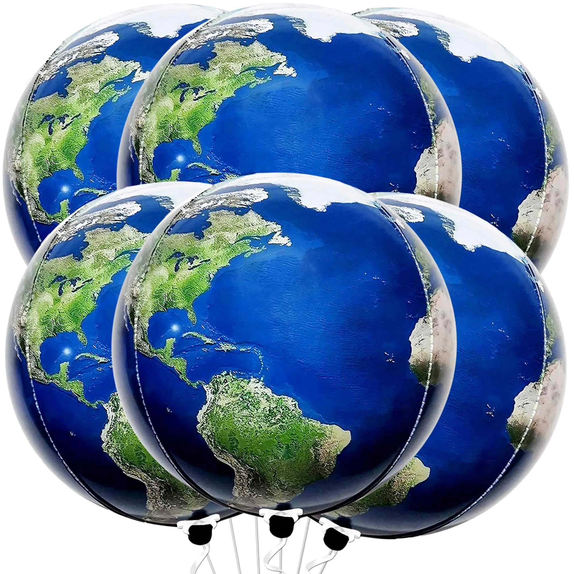 KatchOn 22 Inch Large Earth Balloons Set (6 Pieces) | 360 Degree 4D World Balloons - main product image