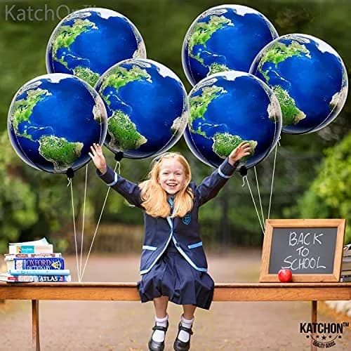 KatchOn 22 Inch Large Earth Balloons Set (6 Pieces) | 360 Degree 4D World Balloons thumbnail 4