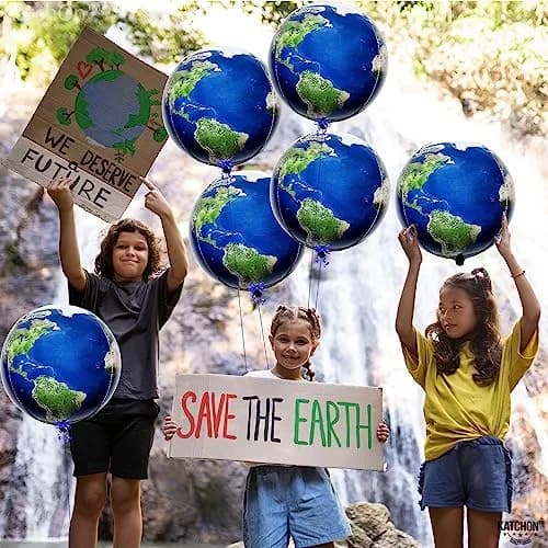 KatchOn 22 Inch Large Earth Balloons Set (6 Pieces) | 360 Degree 4D World Balloons thumbnail 5