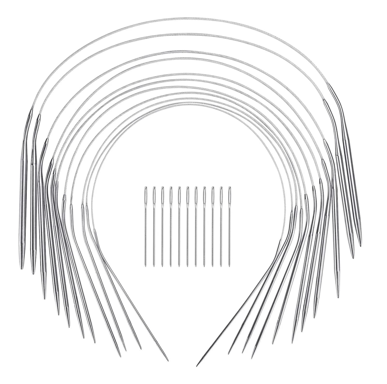 Coowayze 16 Inch Circular Knitting Needles Set, Stainless Steel Round Knitting Needles 1.5-5mm | 11 Sizes - main product image