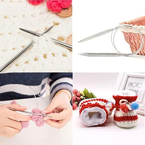 Coowayze 16 Inch Circular Knitting Needles Set, Stainless Steel Round Knitting Needles 1.5-5mm | 11 Sizes thumbnail 6