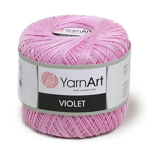 YarnArt Violet Lace Thread 100% Cotton | Summer Lace & Doily Yarn (Pink 319) | 1 Skein thumbnail 1