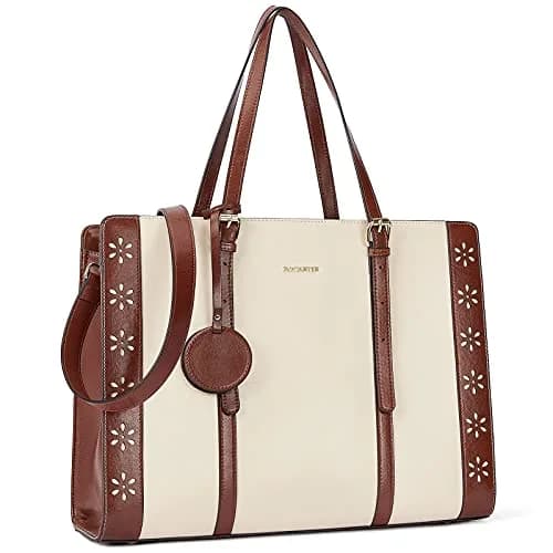 BOSTANTEN Laptop Bag for Women 15.6 inch Leather Briefcase Vintage Work Tote Handbag | Classic Floral Design thumbnail 7
