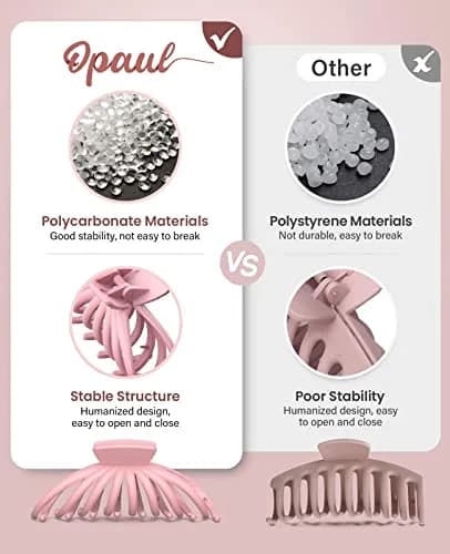 OPAUL Large Hair Claw Clips for Women - Matte Non-slip 4.7 Inch Strong Hold Hair Accessories for Thick & Thin Hair thumbnail 5