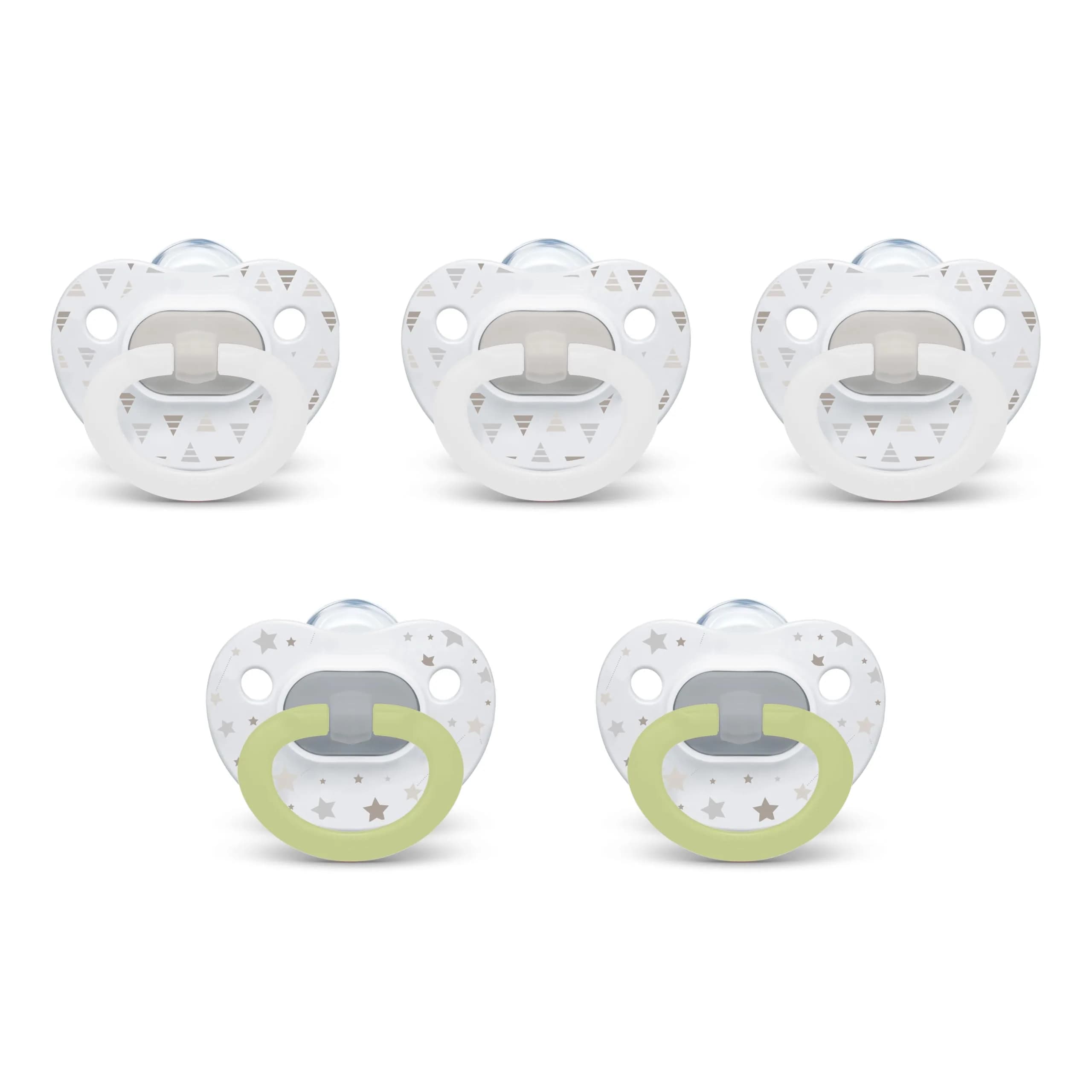 NUK First Choice Classic Orthodontic Baby Pacifier 0-6 Months | BPA-Free Silicone Newborn Pacifier (5-Pack, Neutral)