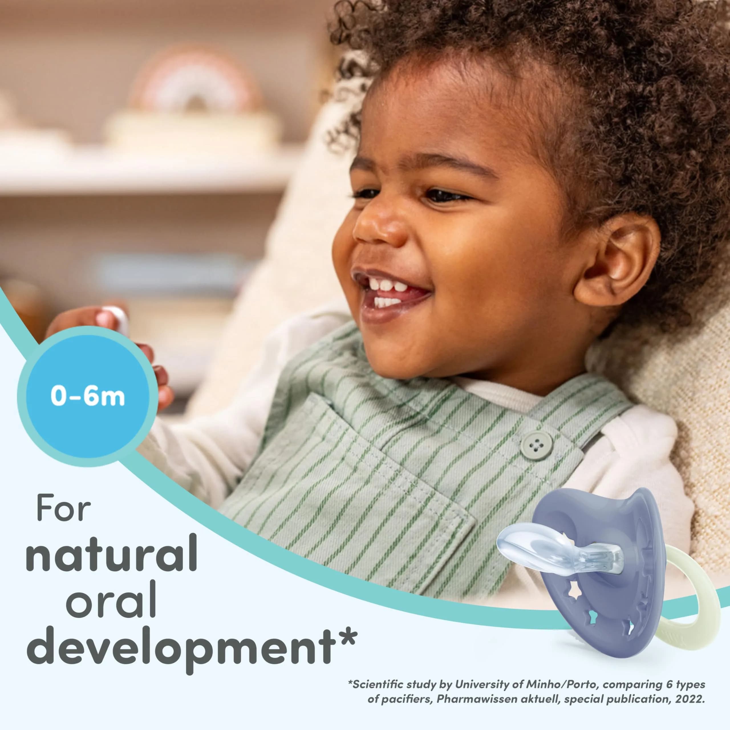 NUK First Choice Classic Orthodontic Baby Pacifier 0-6 Months | BPA-Free Silicone Newborn Pacifier (5-Pack, Neutral) - view 2