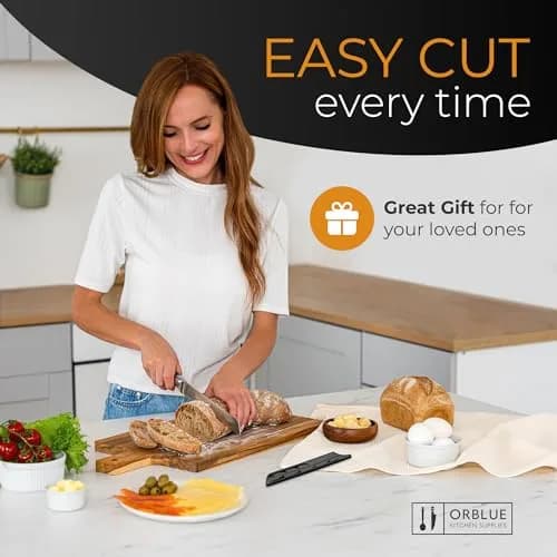 Orblue Serrated Bread Knife 8-Inch | Ultra-Sharp Stainless Steel for Effortless Slicing in India thumbnail 4
