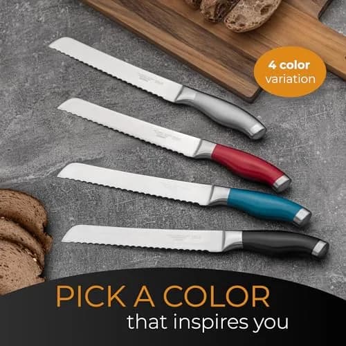 Orblue Serrated Bread Knife 8-Inch | Ultra-Sharp Stainless Steel for Effortless Slicing in India thumbnail 8