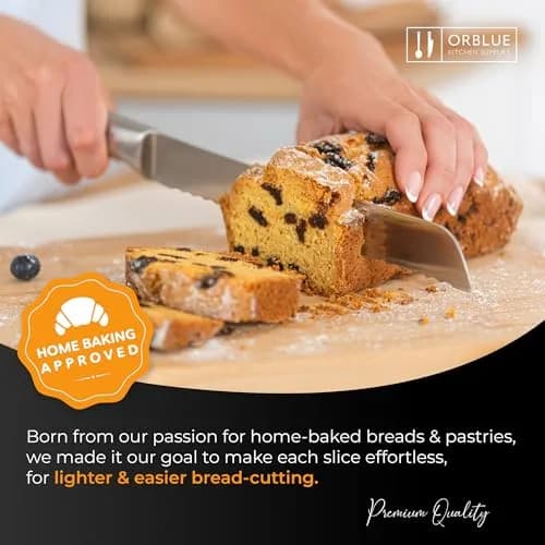 Orblue Serrated Bread Knife 8-Inch | Ultra-Sharp Stainless Steel for Effortless Slicing in India thumbnail 9