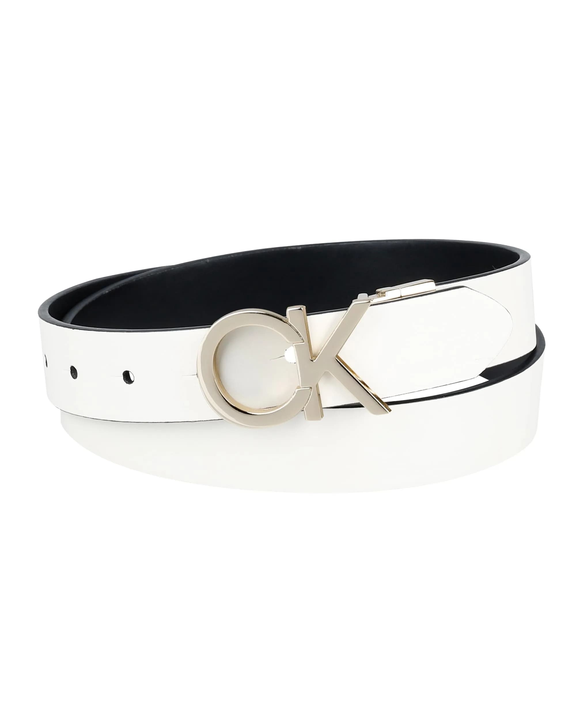 Calvin Klein Women's Reversible Belt, White/Black Plaque, Small | Classic 2-in-1 Reversible Design — White/Black Plaque